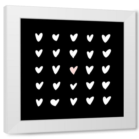 Hearts White Modern Wood Framed Art Print by SD Graphics Studio