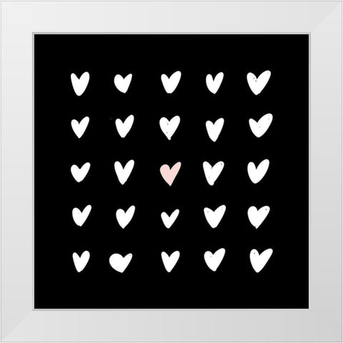 Hearts White Modern Wood Framed Art Print by SD Graphics Studio
