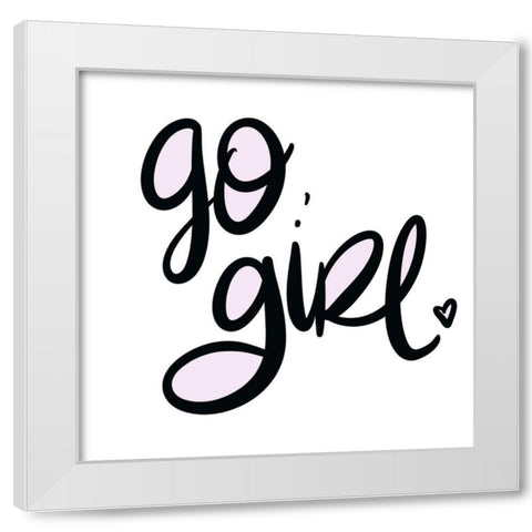 Go Girl White Modern Wood Framed Art Print by SD Graphics Studio