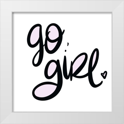 Go Girl White Modern Wood Framed Art Print by SD Graphics Studio