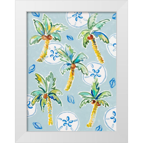 Palm Trees and Sand Dollars White Modern Wood Framed Art Print by Loreth, Lanie