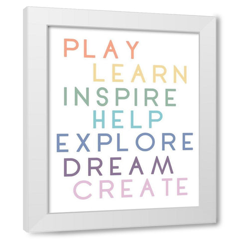 Play And Learn White Modern Wood Framed Art Print by Quach, Anna