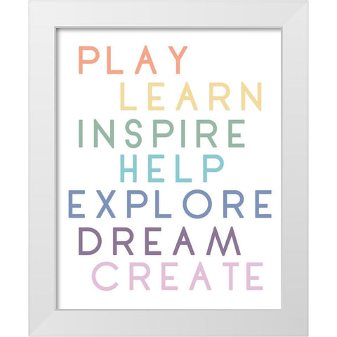 Play And Learn White Modern Wood Framed Art Print by Quach, Anna