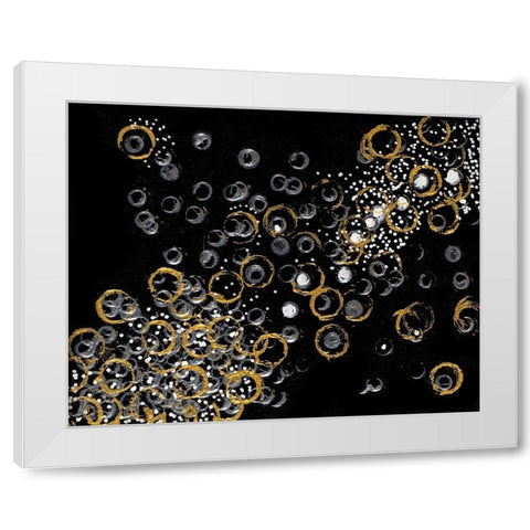 Black and Gold Bubbles II White Modern Wood Framed Art Print by Pattinian, Merri