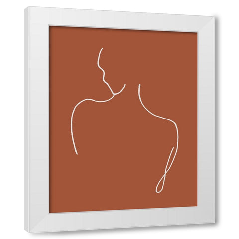Silhouette On Terracotta White Modern Wood Framed Art Print by Pinto, Patricia