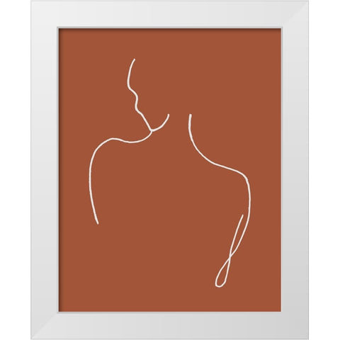 Silhouette On Terracotta White Modern Wood Framed Art Print by Pinto, Patricia