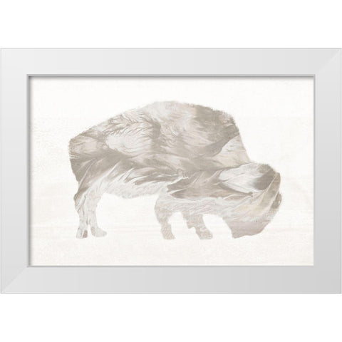 Muted Urban Bison White Modern Wood Framed Art Print by Meneely, Dan