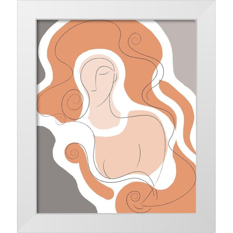 Long Locks Line Drawing White Modern Wood Framed Art Print by Mosher, Deidre