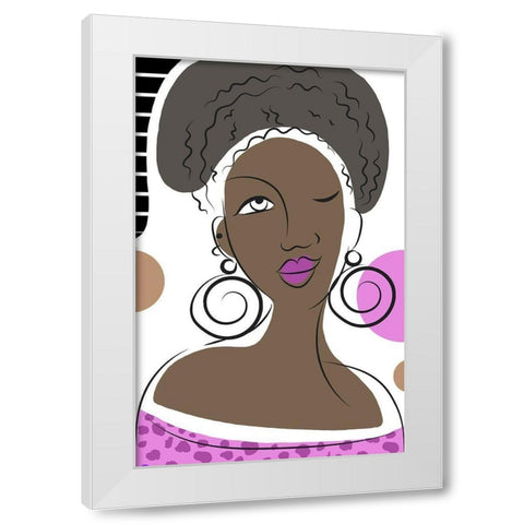Winking Lady White Modern Wood Framed Art Print by Mosher, Deidre