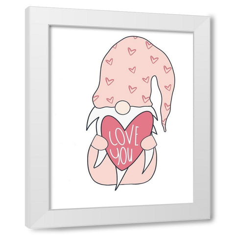 Valentine Gnome White Modern Wood Framed Art Print by Torres, Melanie
