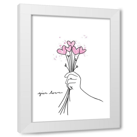 Give Love White Modern Wood Framed Art Print by Torres, Melanie