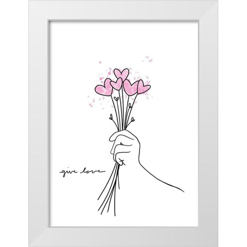 Give Love White Modern Wood Framed Art Print by Torres, Melanie