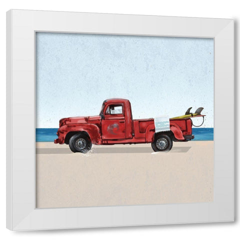 Red Surf Vehicle White Modern Wood Framed Art Print by Sheppard, Lucca