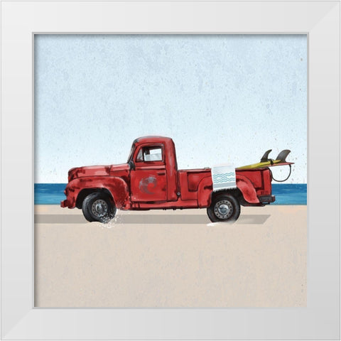 Red Surf Vehicle White Modern Wood Framed Art Print by Sheppard, Lucca