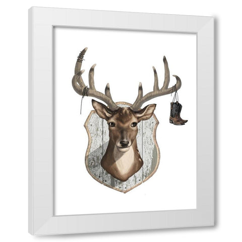 Deer Mount White Modern Wood Framed Art Print by Sheppard, Lucca