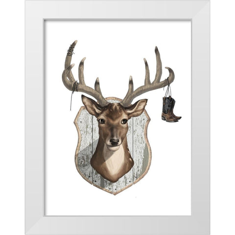 Deer Mount White Modern Wood Framed Art Print by Sheppard, Lucca