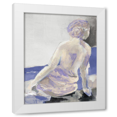 Periwinkle Seated Nude White Modern Wood Framed Art Print by Loreth, Lanie