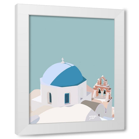 Santorini Blue White Modern Wood Framed Art Print by Amaya