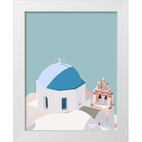 Santorini Blue White Modern Wood Framed Art Print by Amaya