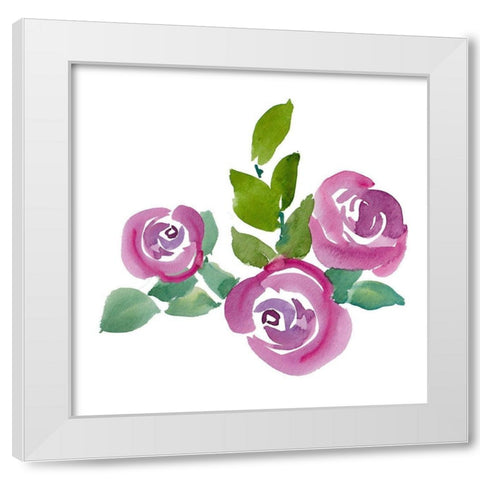 Fushia Roses White Modern Wood Framed Art Print by Loreth, Lanie