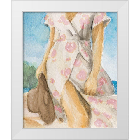 Woman In Sun Dress White Modern Wood Framed Art Print by Loreth, Lanie