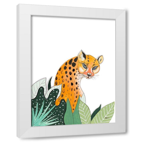 Peering Cheetah White Modern Wood Framed Art Print by Pinto, Patricia