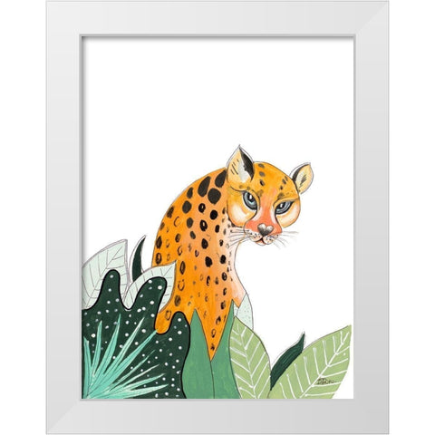 Peering Cheetah White Modern Wood Framed Art Print by Pinto, Patricia