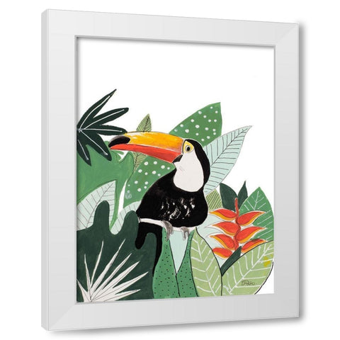 Peering Toucan White Modern Wood Framed Art Print by Pinto, Patricia