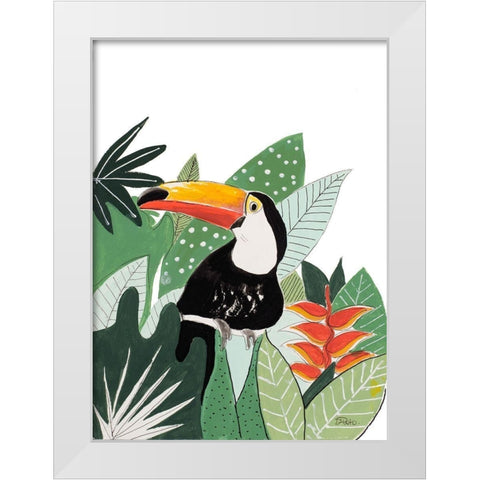 Peering Toucan White Modern Wood Framed Art Print by Pinto, Patricia