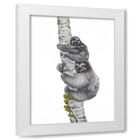 Sleepy Sloths White Modern Wood Framed Art Print by Sheppard, Lucca