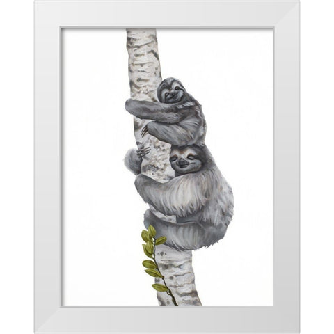Sleepy Sloths White Modern Wood Framed Art Print by Sheppard, Lucca