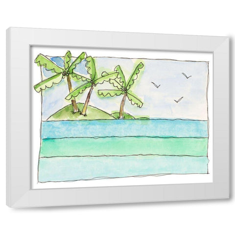 Island Palms I White Modern Wood Framed Art Print by Krinlox