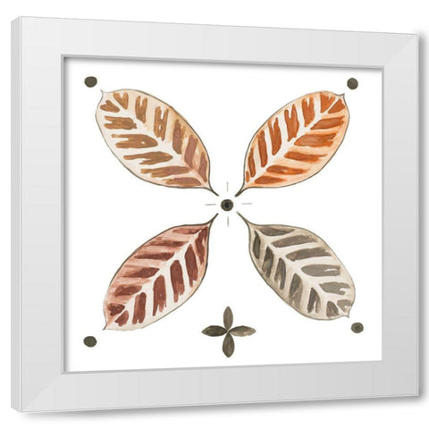 Sepia Leaves White Modern Wood Framed Art Print by Pinto, Patricia