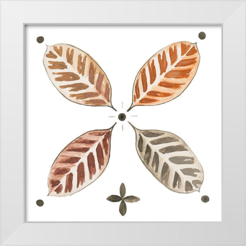 Sepia Leaves White Modern Wood Framed Art Print by Pinto, Patricia