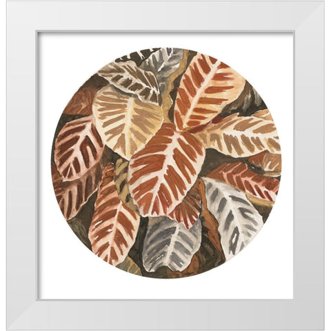 Sepia Leaves In Circle White Modern Wood Framed Art Print by Pinto, Patricia