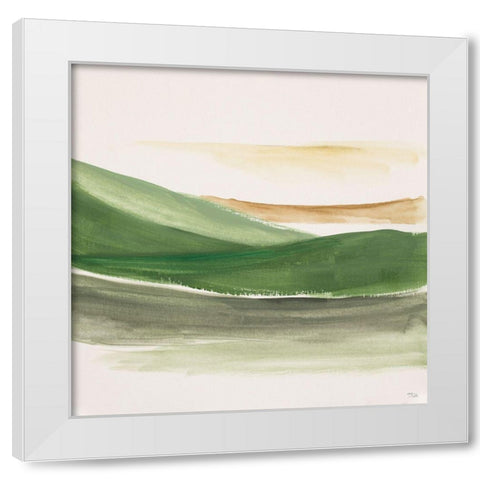 Green Abstract Landscape White Modern Wood Framed Art Print by Pinto, Patricia