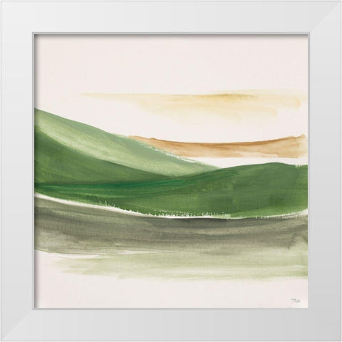 Green Abstract Landscape White Modern Wood Framed Art Print by Pinto, Patricia