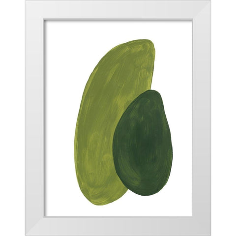 Green Shapes White Modern Wood Framed Art Print by Pinto, Patricia