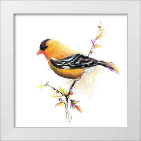 Watercolor Chickadee III White Modern Wood Framed Art Print by Diannart