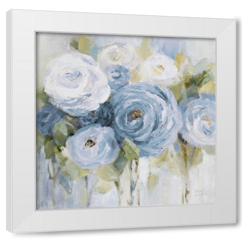 Softly Blooming In Blue White Modern Wood Framed Art Print by Loreth, Lanie