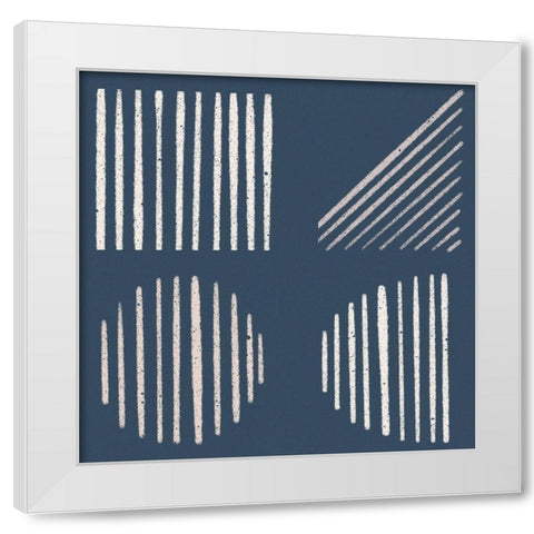 Mod Shapes On Blue White Modern Wood Framed Art Print by Navas, Emily
