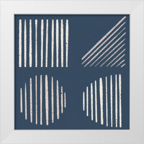 Mod Shapes On Blue White Modern Wood Framed Art Print by Navas, Emily