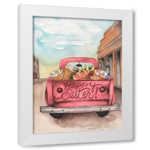 Easter Truck I White Modern Wood Framed Art Print by Medley, Elizabeth