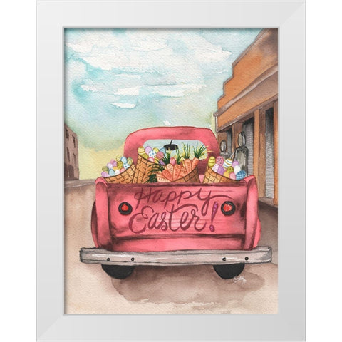 Easter Truck I White Modern Wood Framed Art Print by Medley, Elizabeth