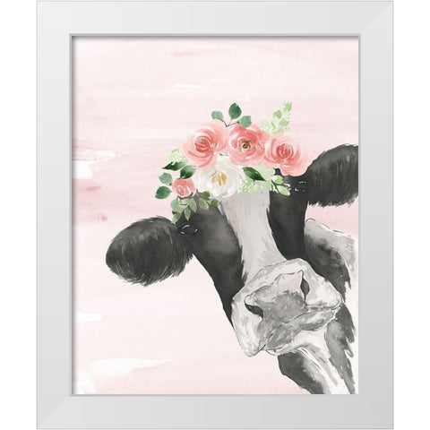 Crowned Cow on Pink White Modern Wood Framed Art Print by Price, Lucille