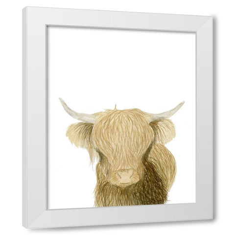 Highland Cattle White Modern Wood Framed Art Print by Price, Lucille