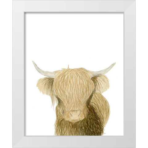 Highland Cattle White Modern Wood Framed Art Print by Price, Lucille