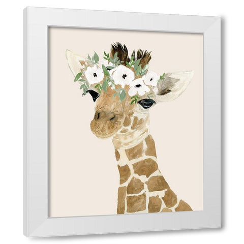 Little Giraffe White Modern Wood Framed Art Print by Price, Lucille