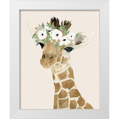 Little Giraffe White Modern Wood Framed Art Print by Price, Lucille