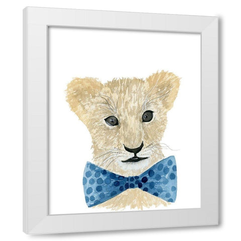 Lion With Bow Tie White Modern Wood Framed Art Print by Price, Lucille
